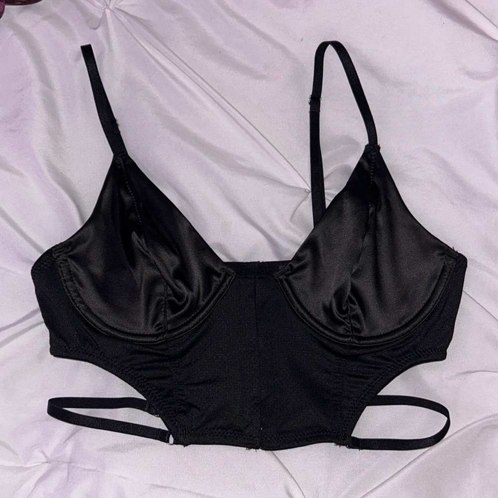 Black satin urban outfitters bralette top